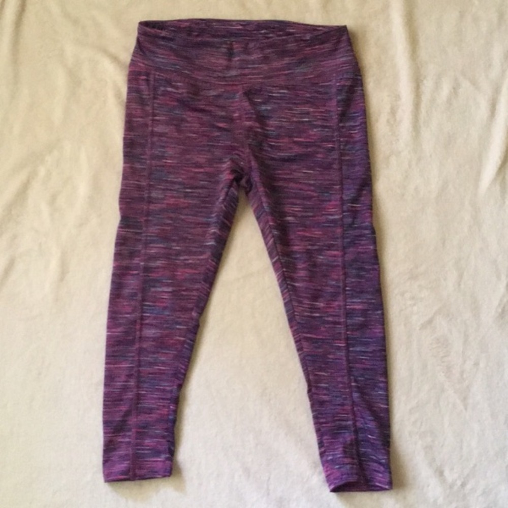 Take a Walk Purple & Pink Workout Stretch Capri Athletic Gym Sport Leggings Sz S
